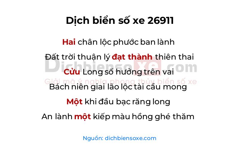 Dịch thơ biển số 26911