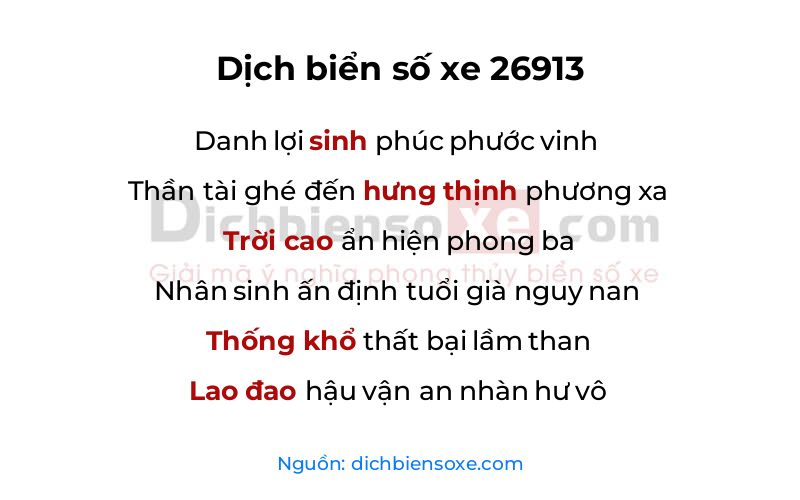 Dịch thơ biển số 26913