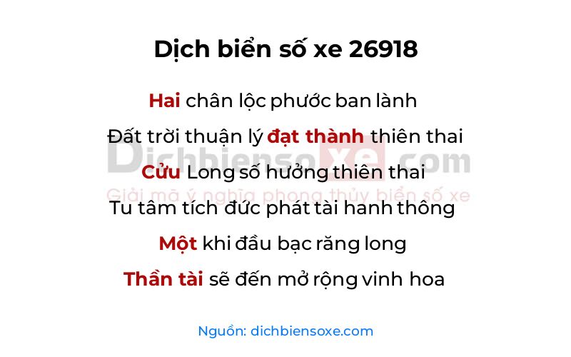 Dịch thơ biển số 26918