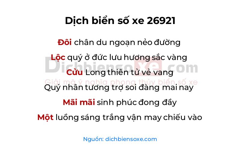 Dịch thơ biển số 26921