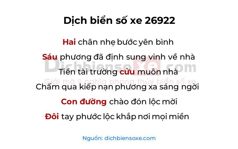 Dịch thơ biển số 26922