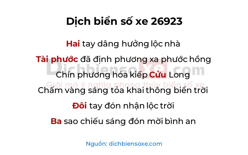 Dịch thơ biển số 26923