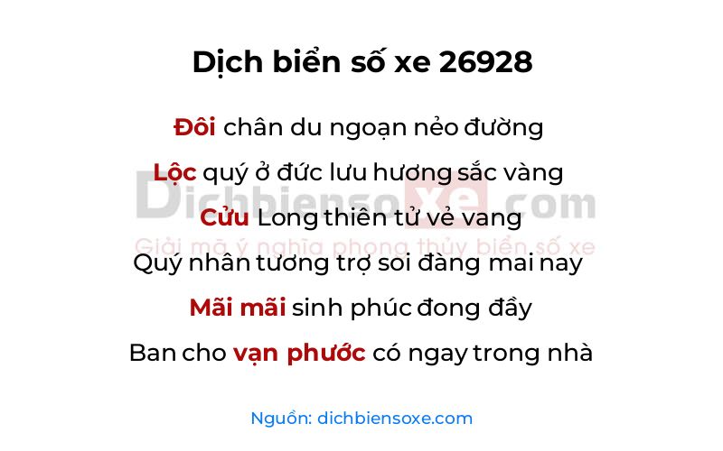 Dịch thơ biển số 26928