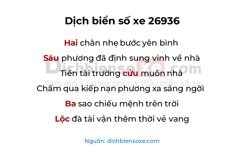 Dịch thơ biển số 26936