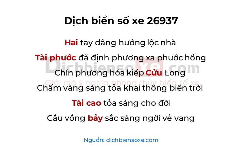 Dịch thơ biển số 26937