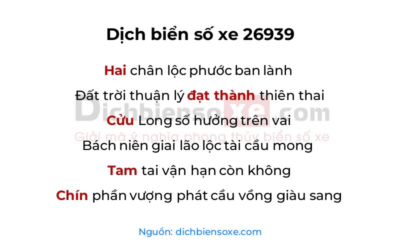 Dịch thơ biển số 26939