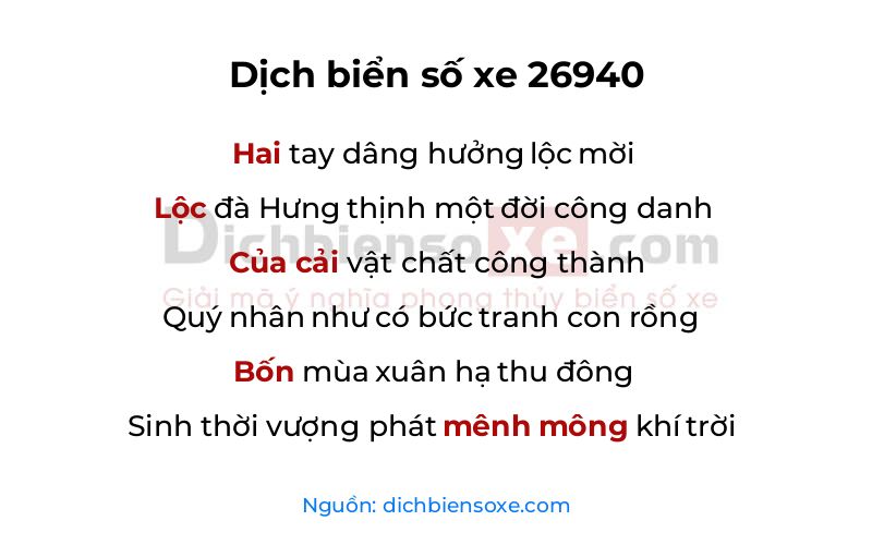 Dịch thơ biển số 26940