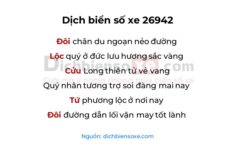 Dịch thơ biển số 26942