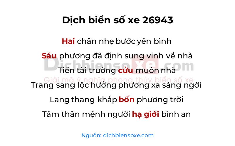Dịch thơ biển số 26943