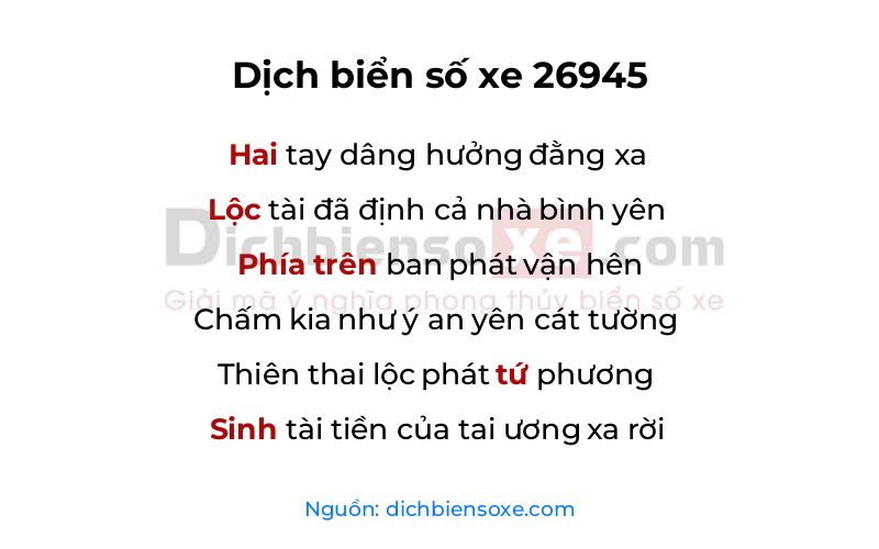 Dịch thơ biển số 26945