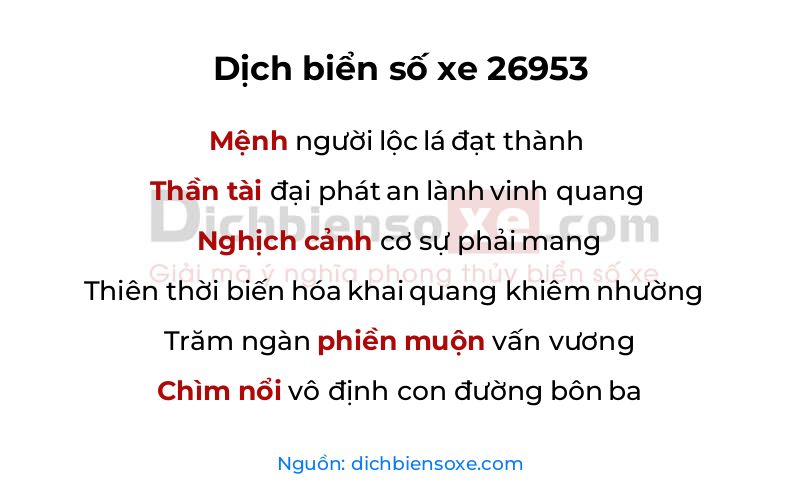 Dịch thơ biển số 26953