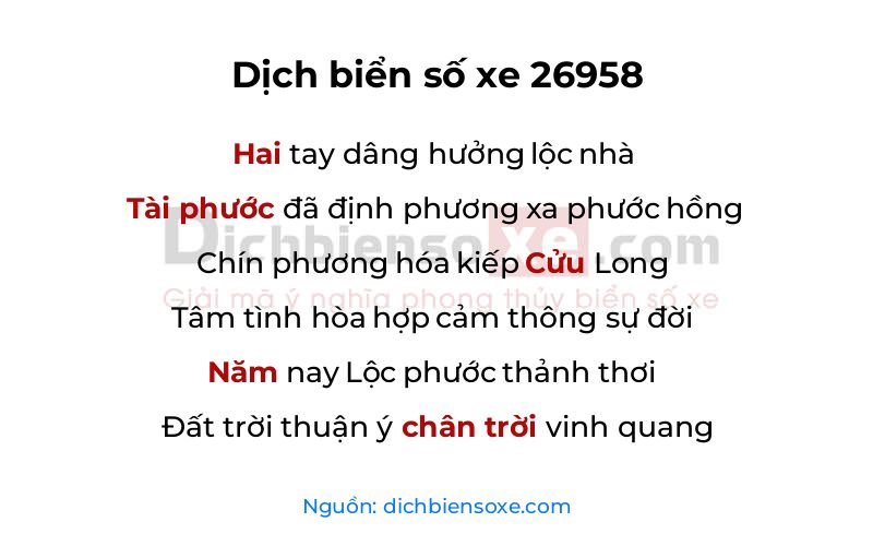 Dịch thơ biển số 26958
