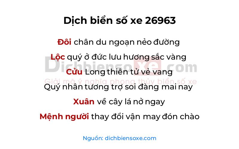 Dịch thơ biển số 26963