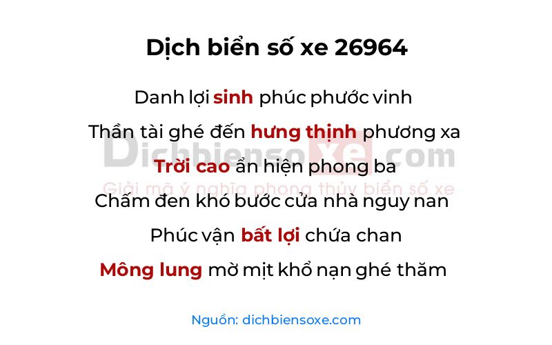 Dịch thơ biển số 26964