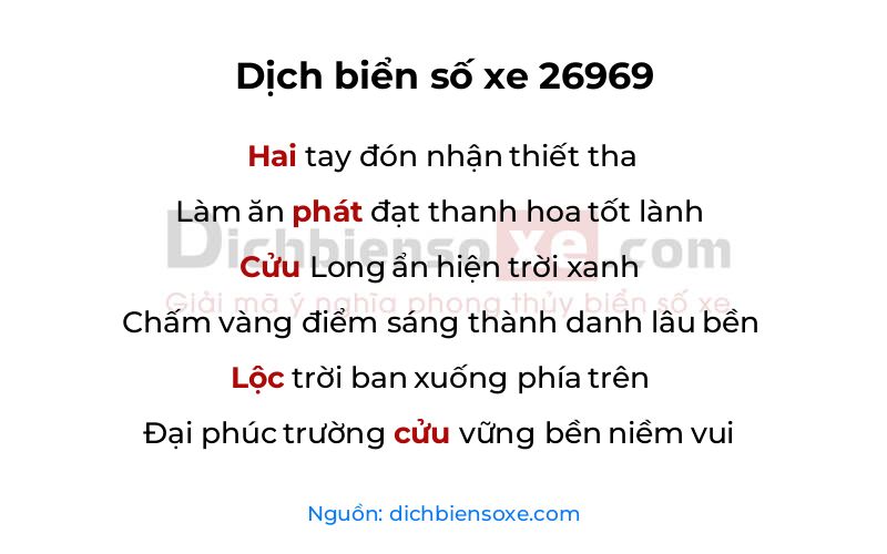Dịch thơ biển số 26969