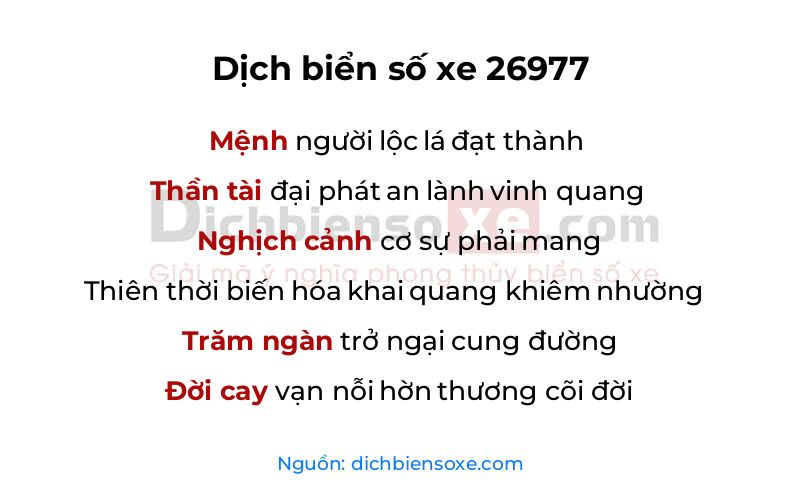 Dịch thơ biển số 26977