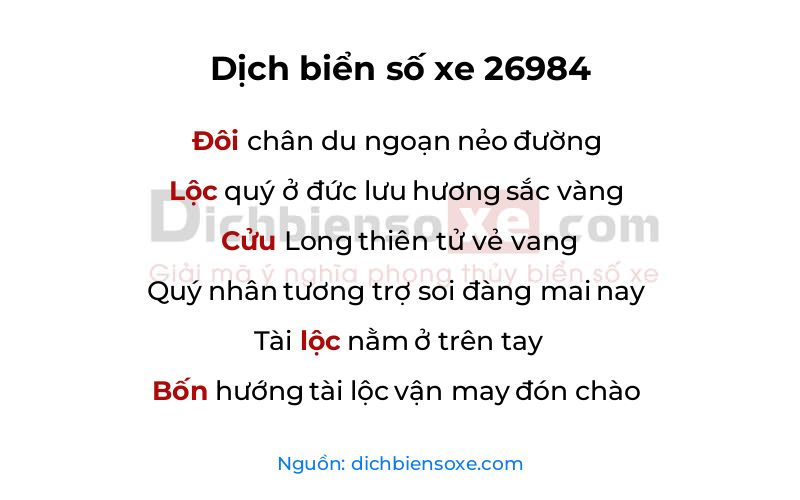 Dịch thơ biển số 26984