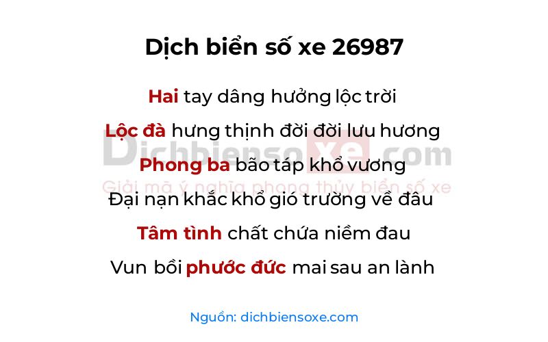 Dịch thơ biển số 26987