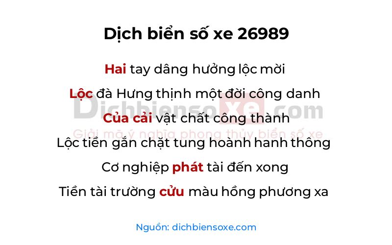 Dịch thơ biển số 26989