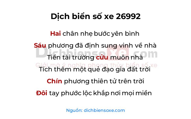 Dịch thơ biển số 26992