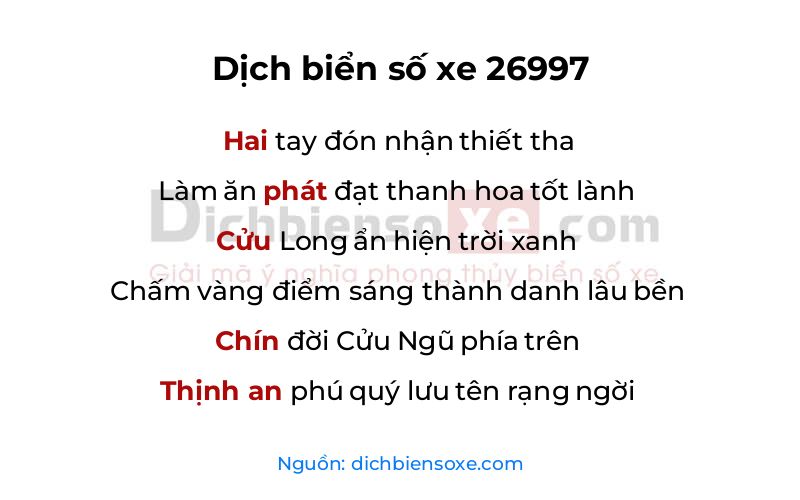 Dịch thơ biển số 26997