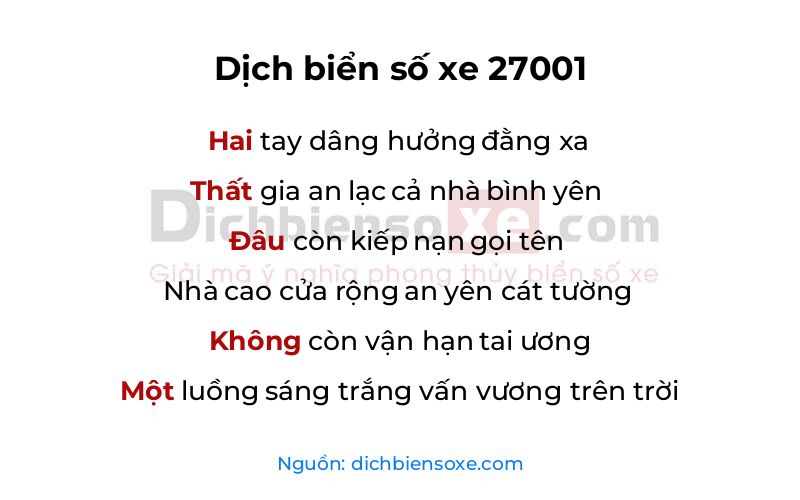 Dịch thơ biển số 27001