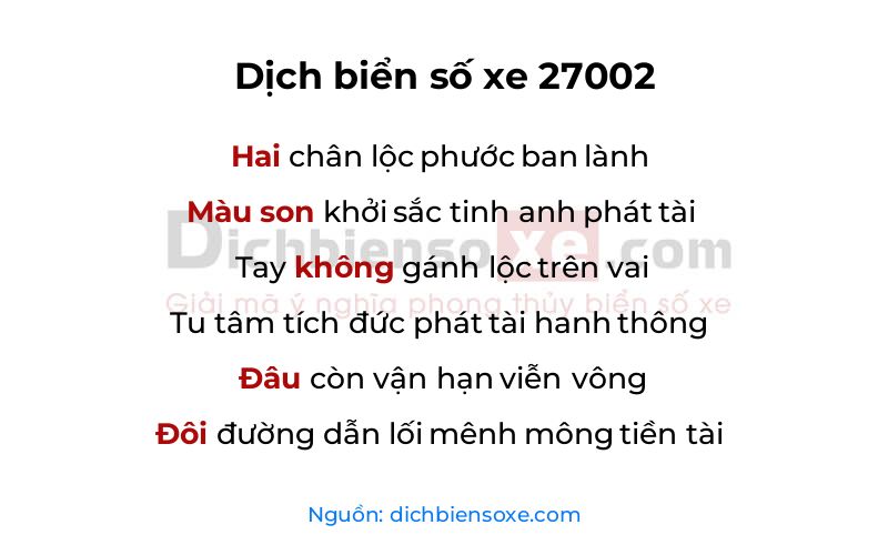 Dịch thơ biển số 27002