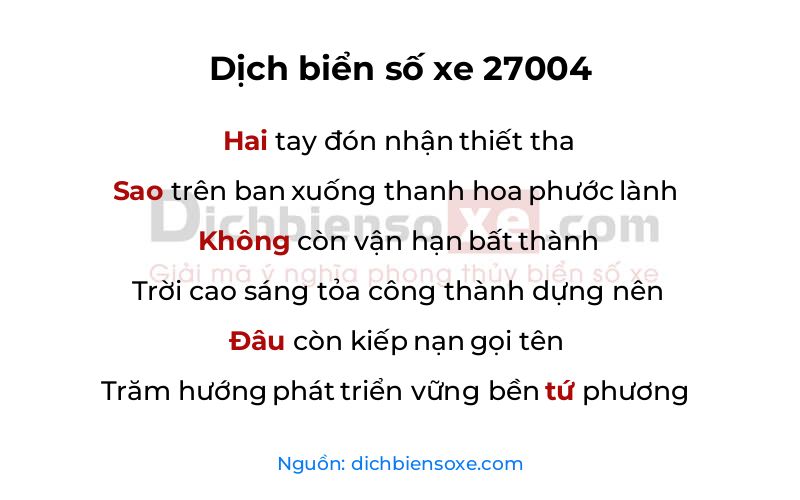 Dịch thơ biển số 27004
