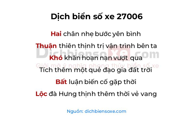 Dịch thơ biển số 27006