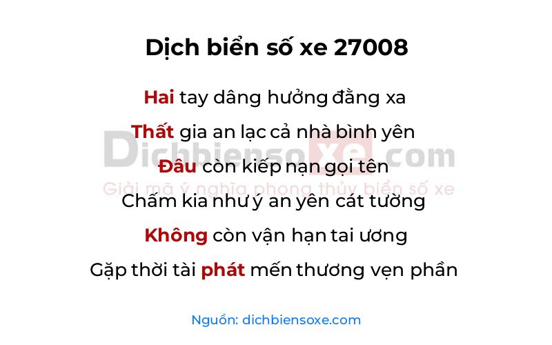 Dịch thơ biển số 27008