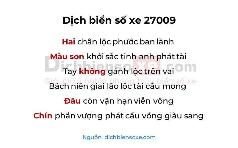 Dịch thơ biển số 27009