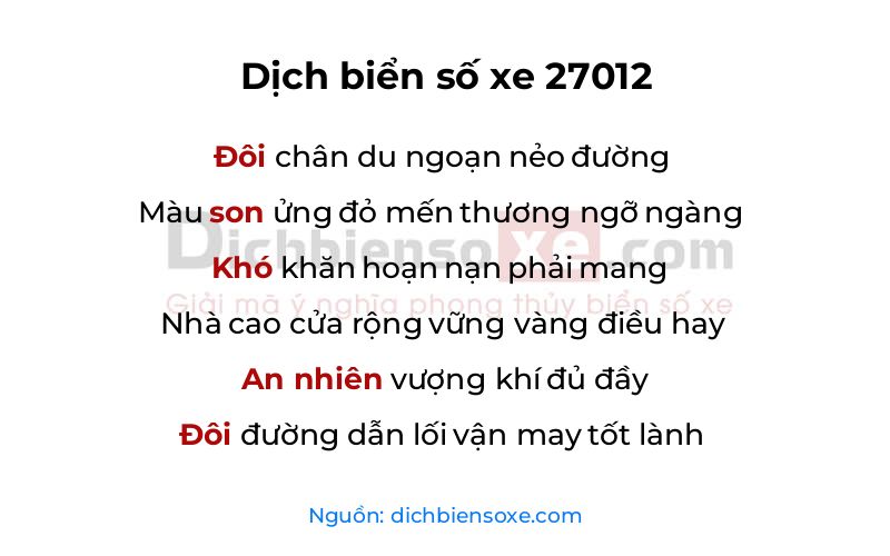 Dịch thơ biển số 27012