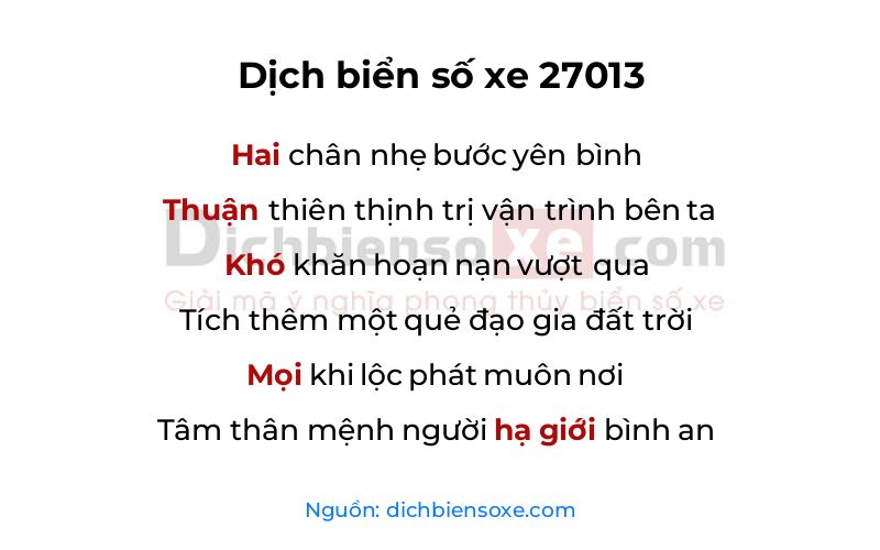 Dịch thơ biển số 27013