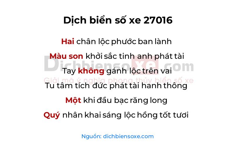 Dịch thơ biển số 27016