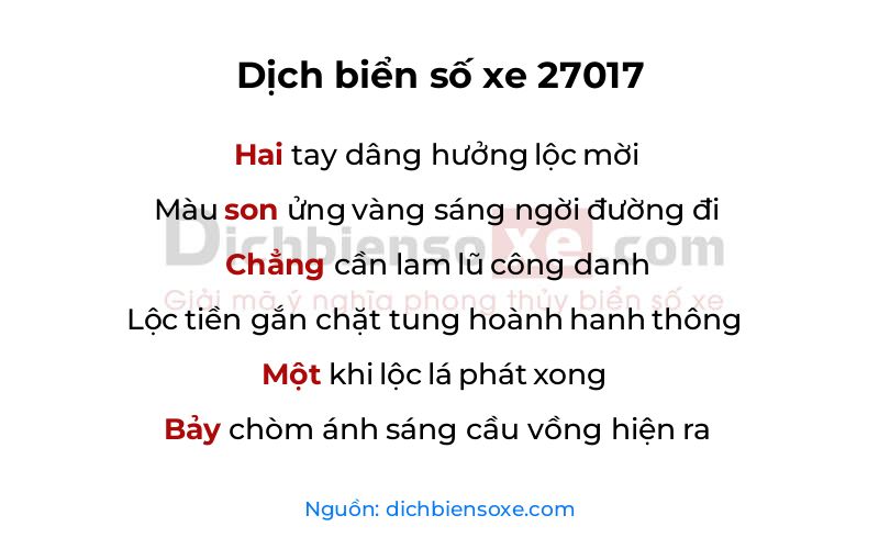 Dịch thơ biển số 27017