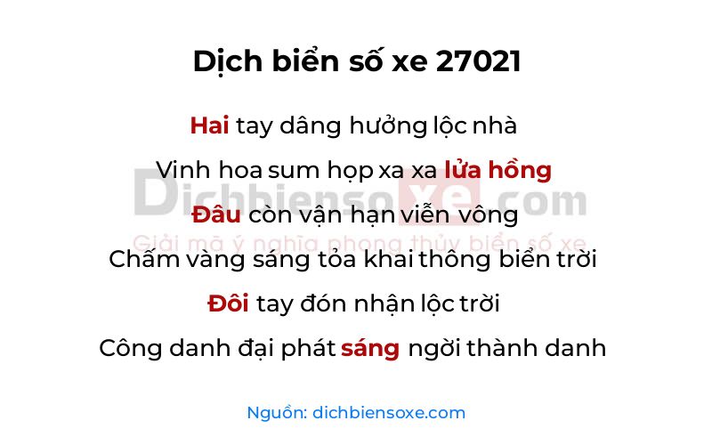 Dịch thơ biển số 27021