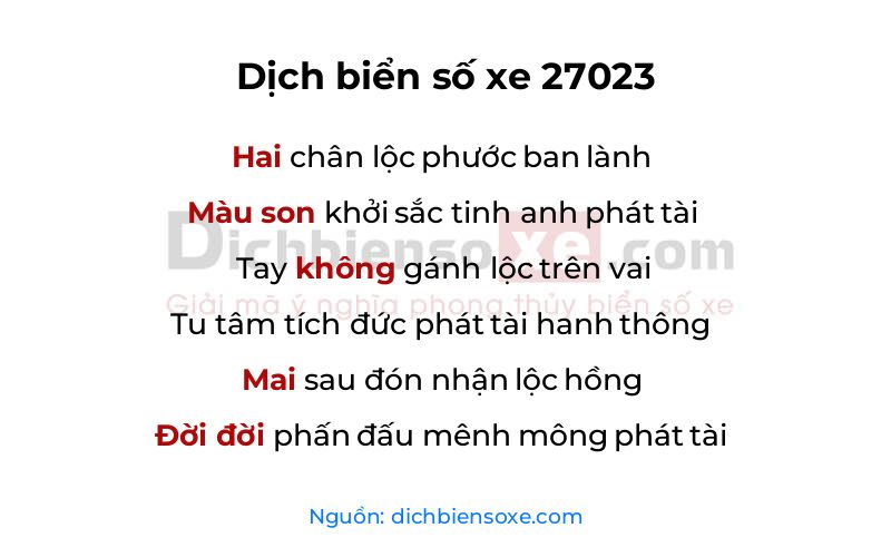 Dịch thơ biển số 27023