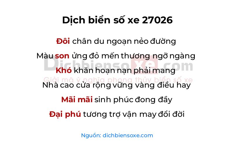 Dịch thơ biển số 27026