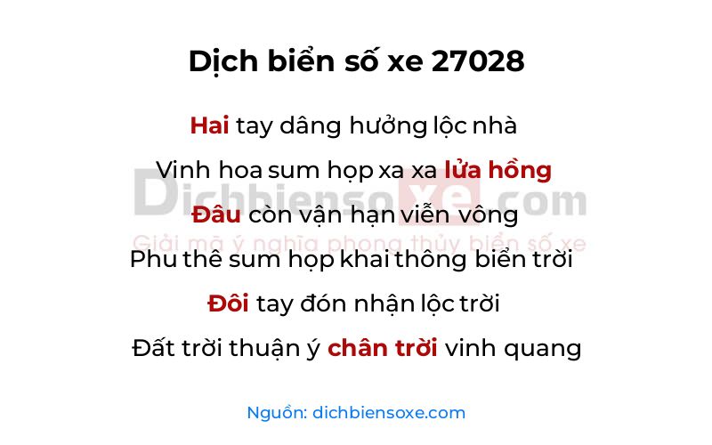 Dịch thơ biển số 27028