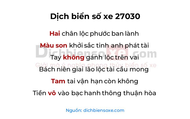 Dịch thơ biển số 27030
