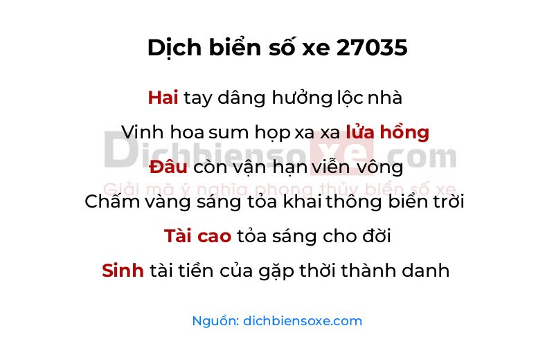 Dịch thơ biển số 27035
