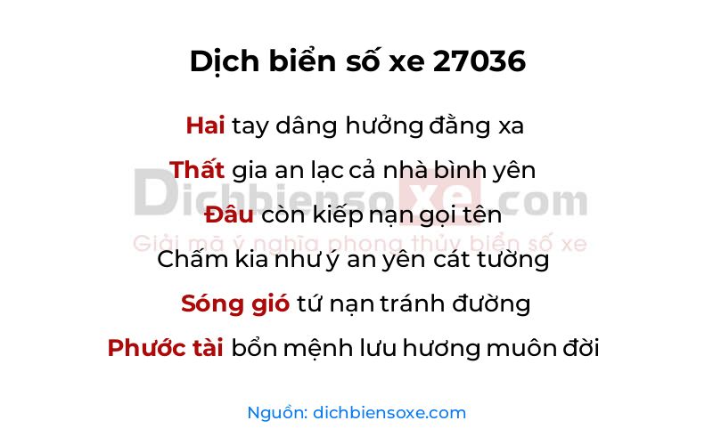 Dịch thơ biển số 27036