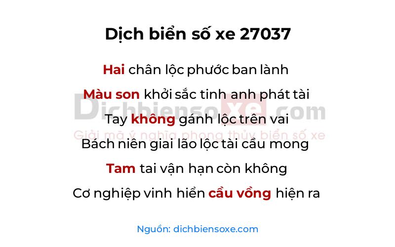 Dịch thơ biển số 27037