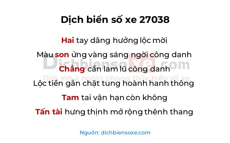 Dịch thơ biển số 27038
