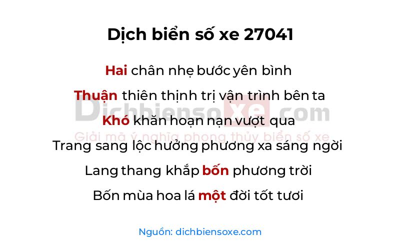 Dịch thơ biển số 27041