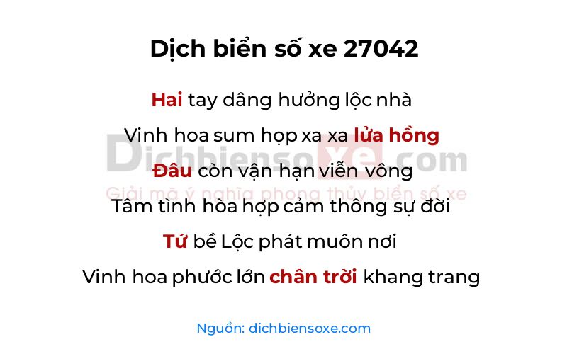 Dịch thơ biển số 27042