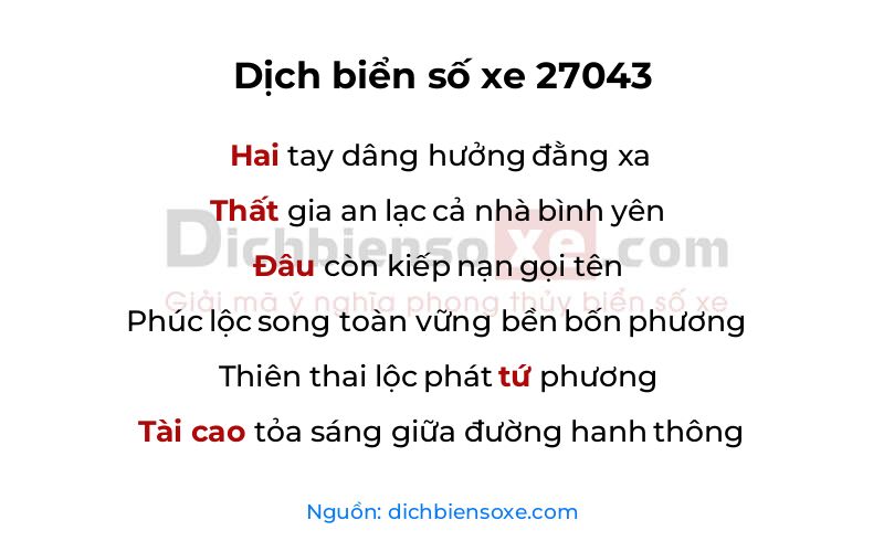 Dịch thơ biển số 27043