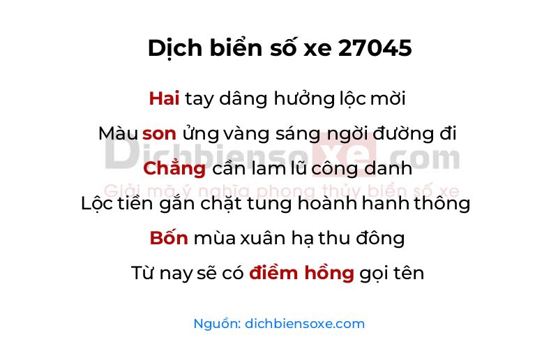 Dịch thơ biển số 27045