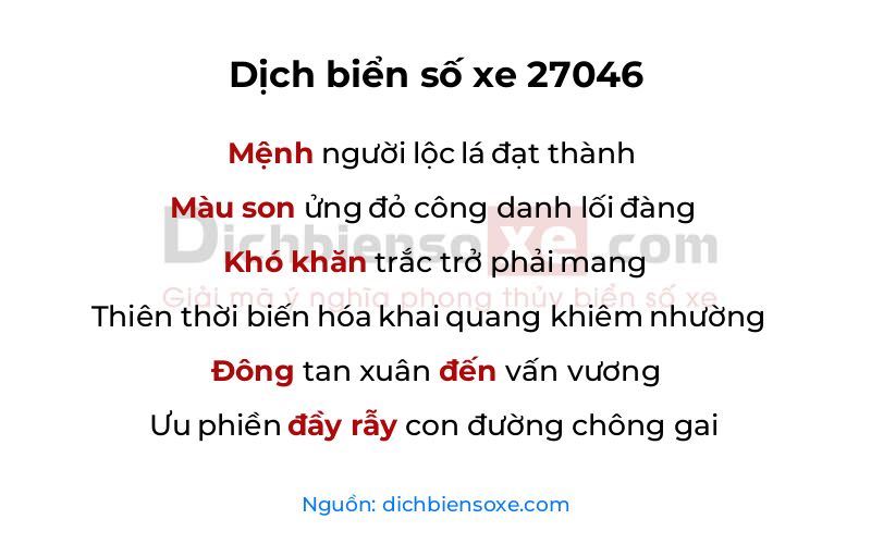 Dịch thơ biển số 27046