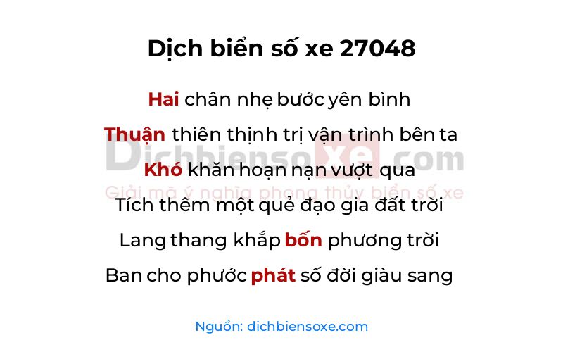 Dịch thơ biển số 27048